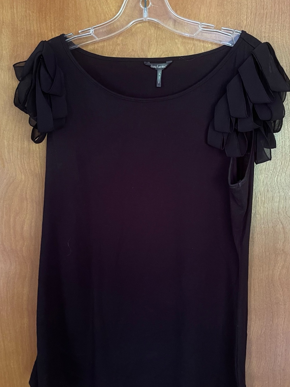 Daisy Fuentes  Sleeveless Tank with Ruffle Shoulder Detail
